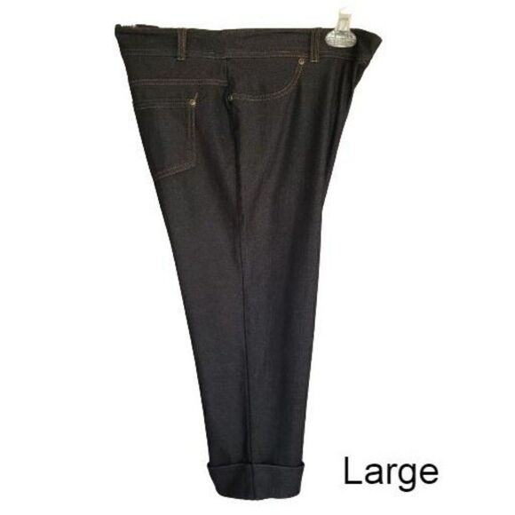 Women's Super Stretch Denim Capri Cropped Cuffed Pants Large - Picture 1 of 7